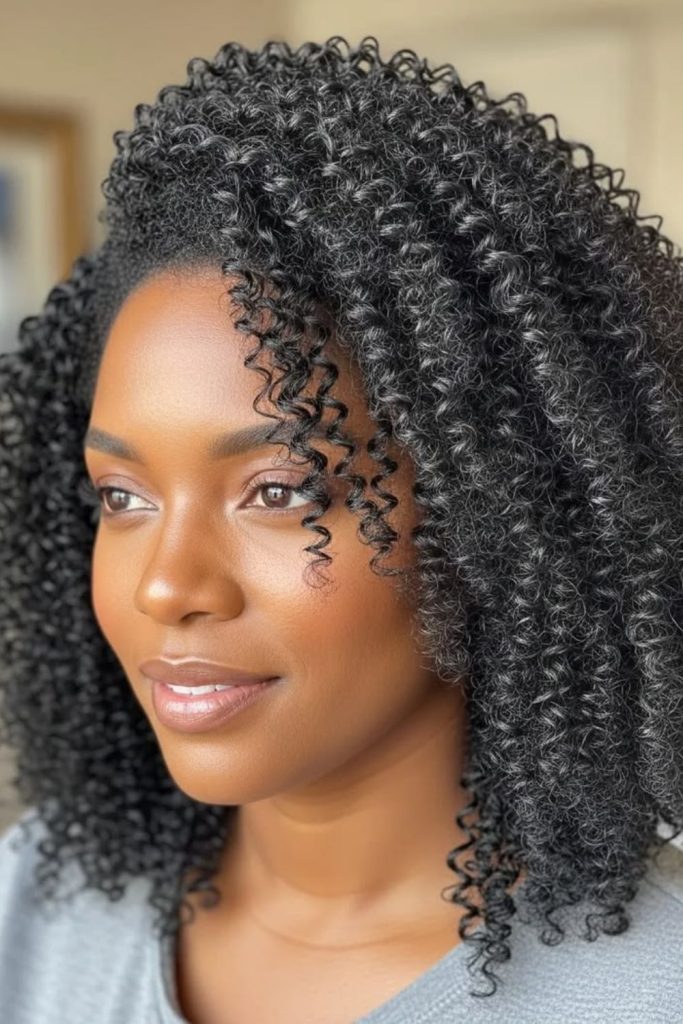 Deep side crochet twist sweeping style.