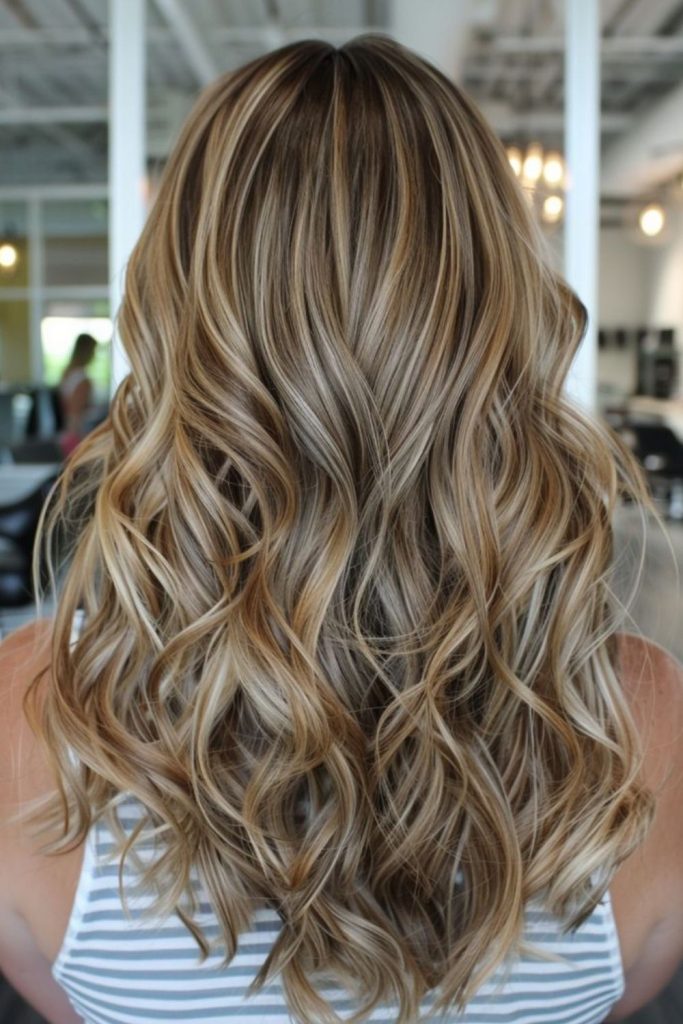 Desert sand blonde on mocha hair.