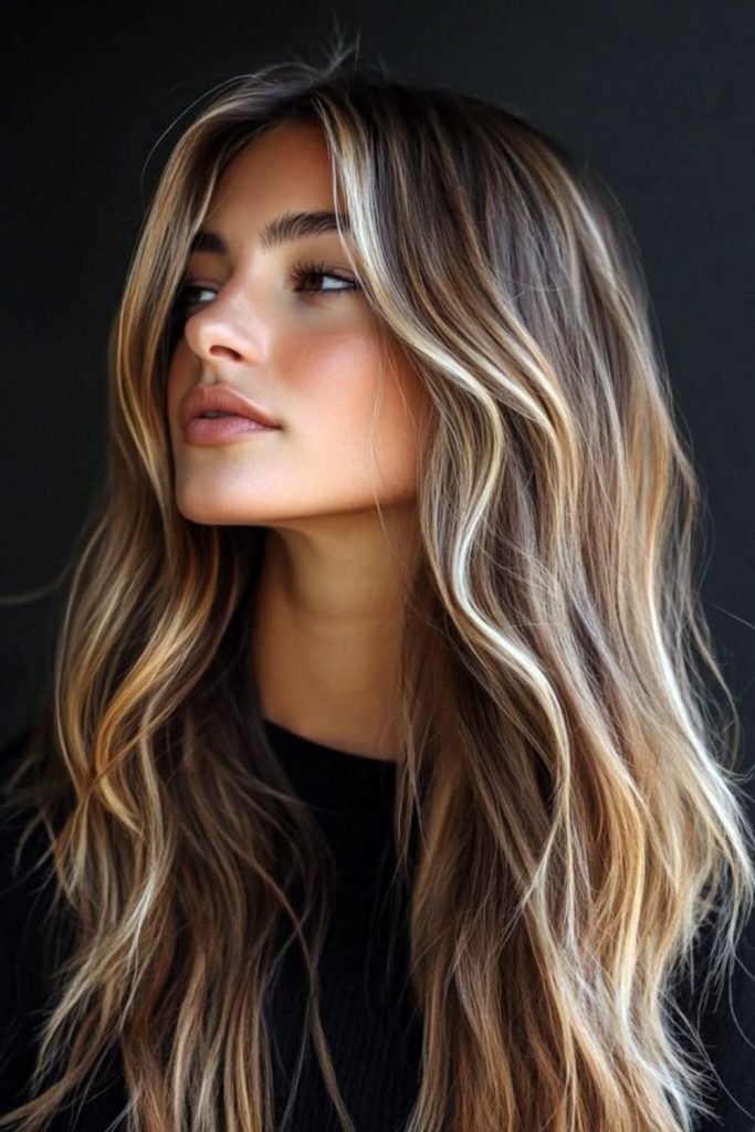 Dusty blonde brown textured haircut.