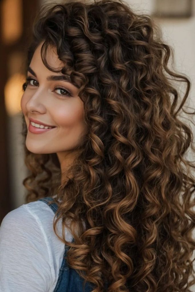 Bold energetic curls with sharp modern edgy vibe.