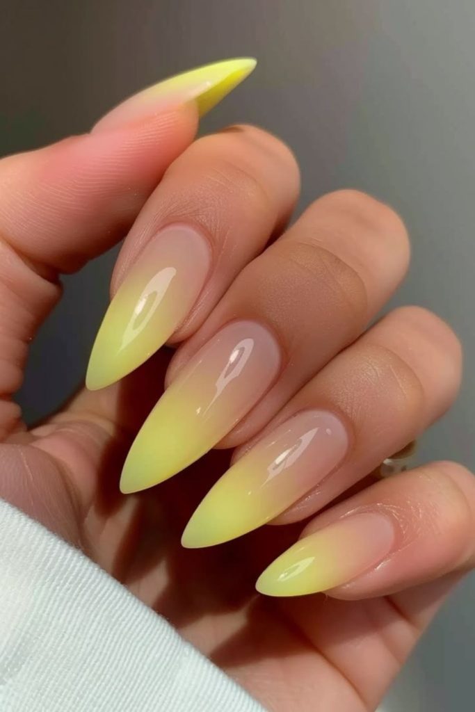 Sunbeam fade yellow gradient nails