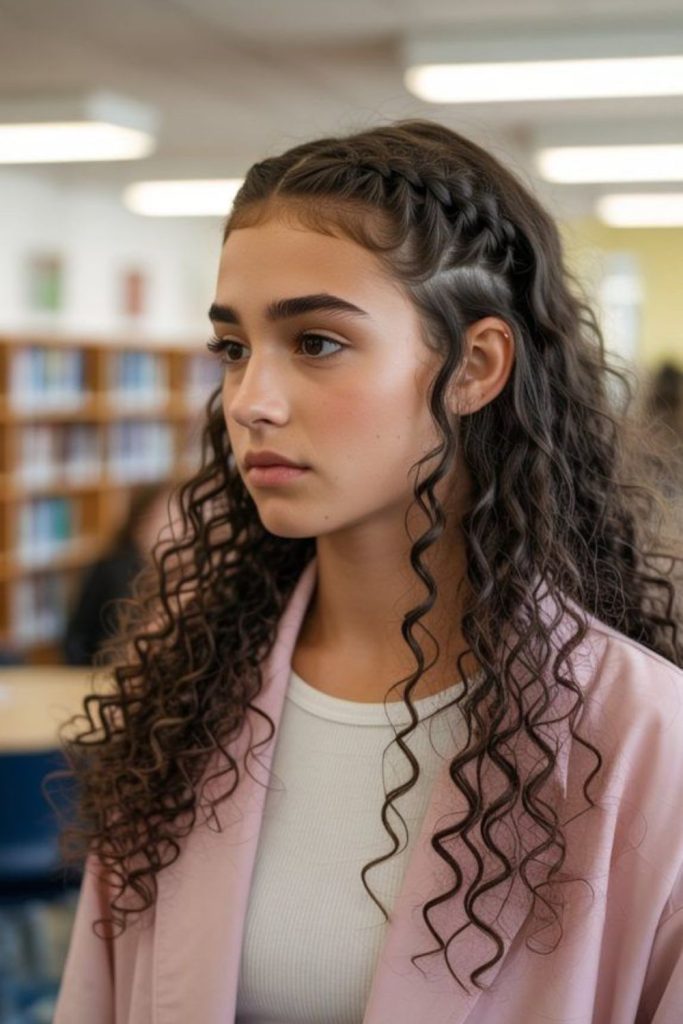 Curly braid band with soft contrast