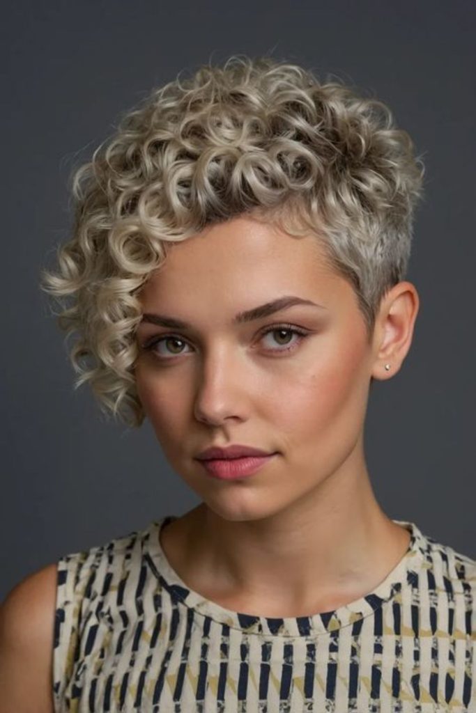 Frosted spiral curls pixie glowing style