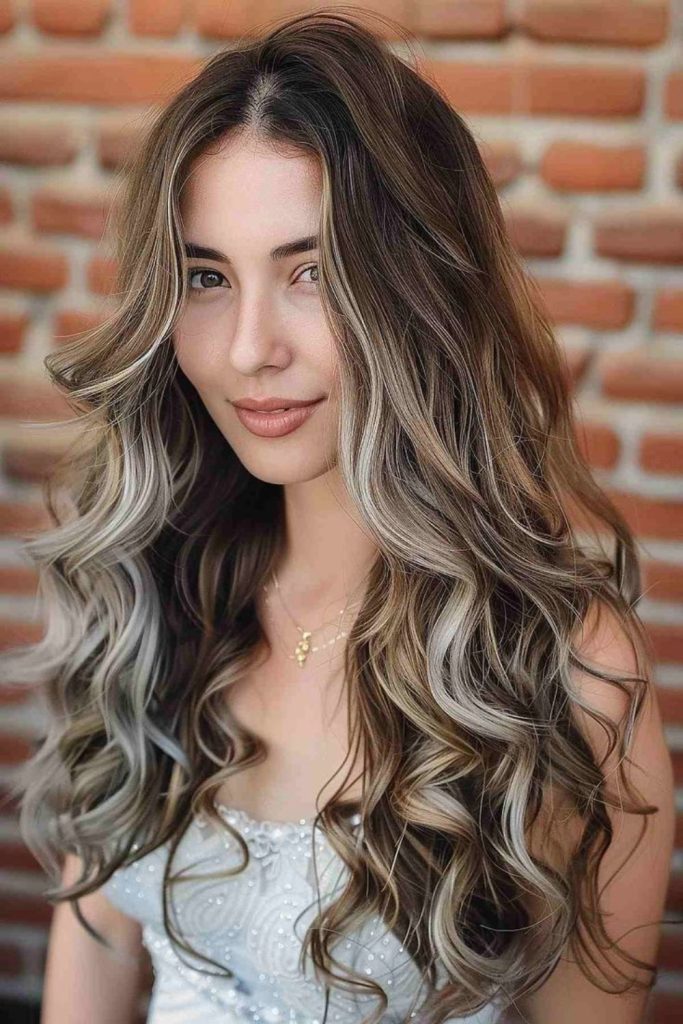 Frosty cool toned wavy curls dropping with elegance