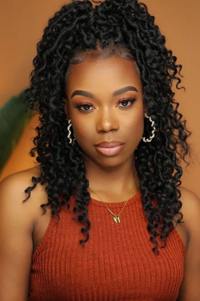 Goddess loc crochet waves mixed texture.