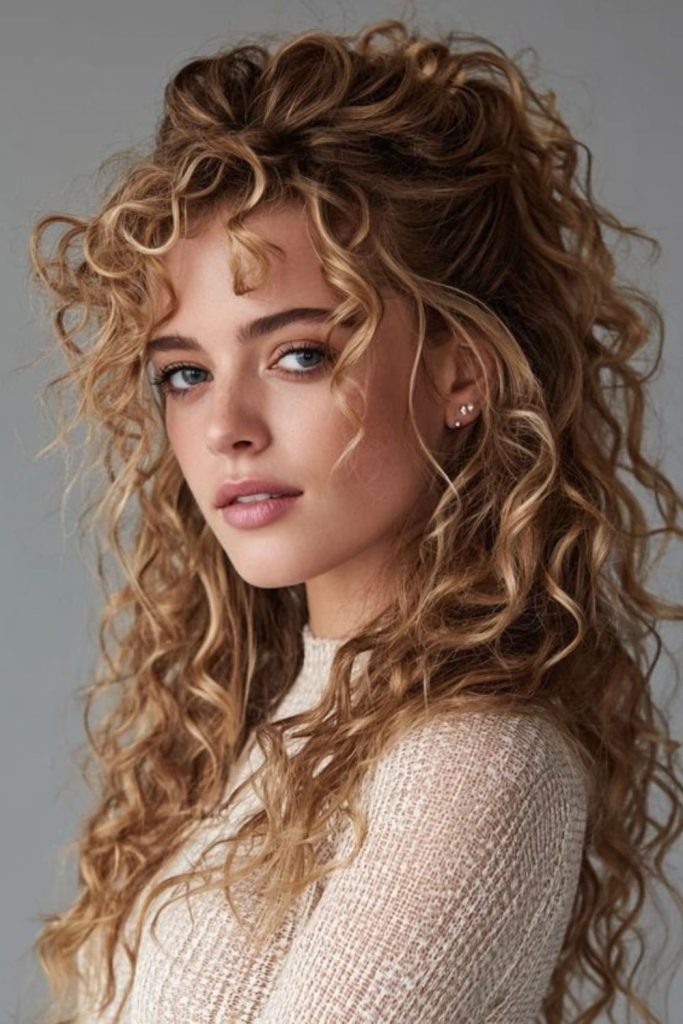 Golden halo curls with bounce.