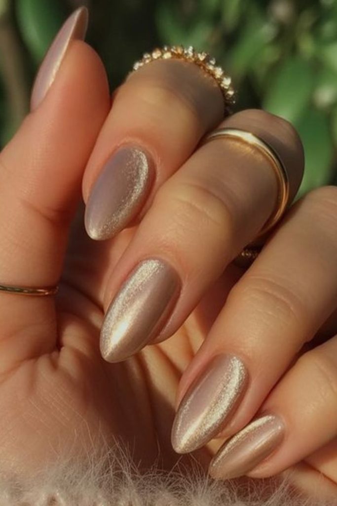 Golden honey shimmer luxury nail style