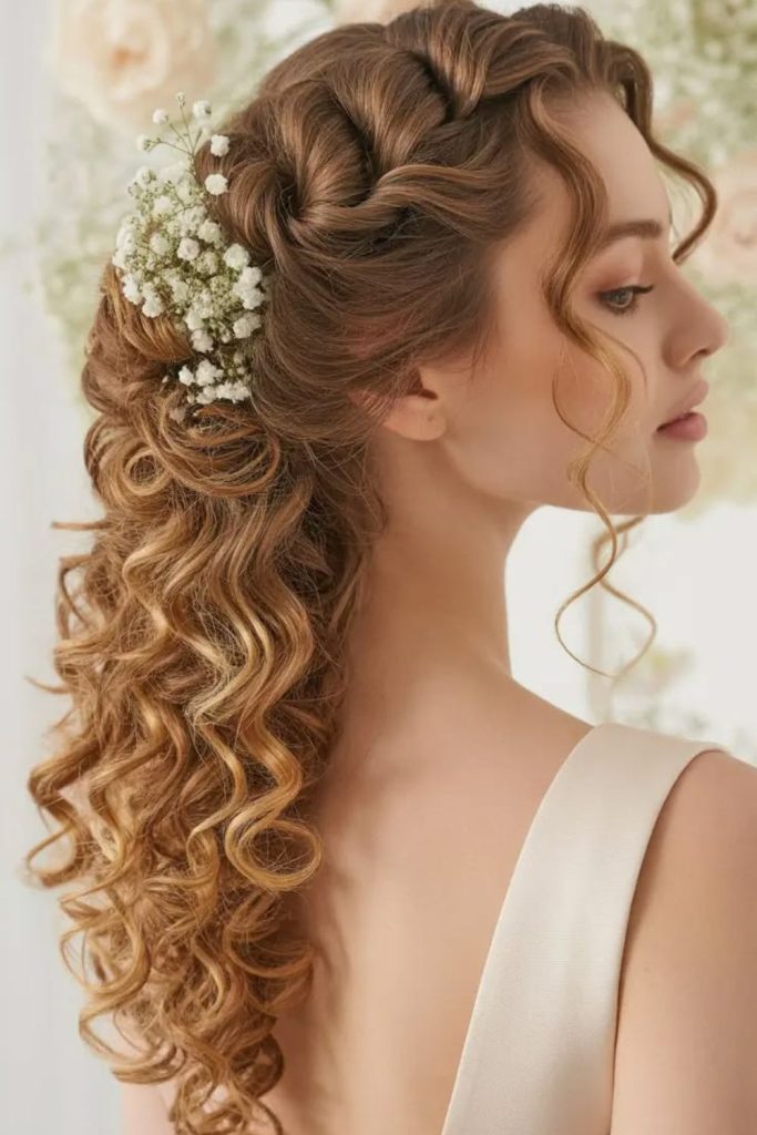 Long golden formal curly ringlets.