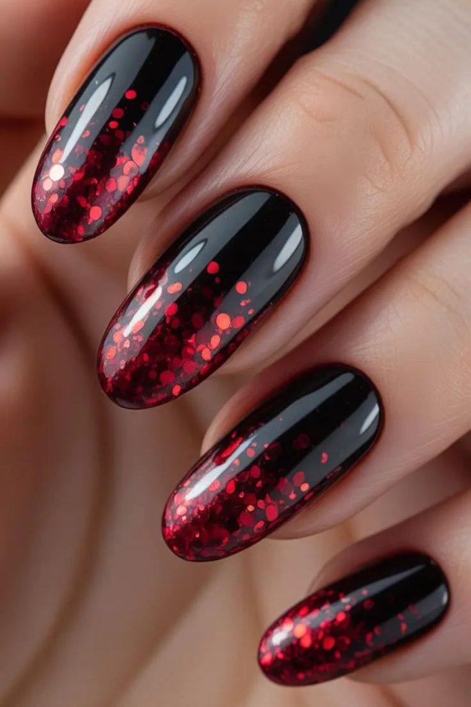 Gothic blood crystal shine nail look