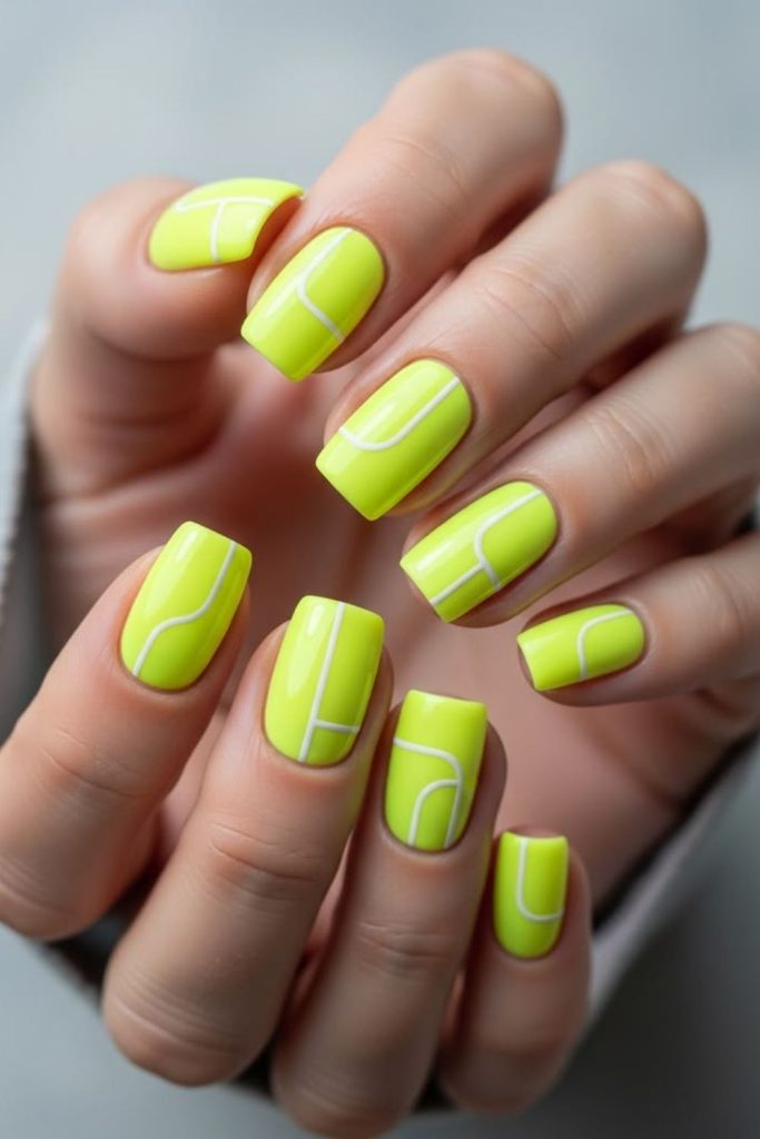 Minimal neon block nail design