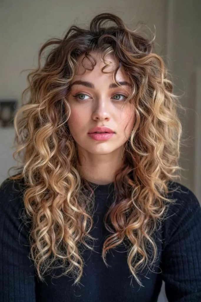 Honeydew fresh curls cascading with soft youthful bounce