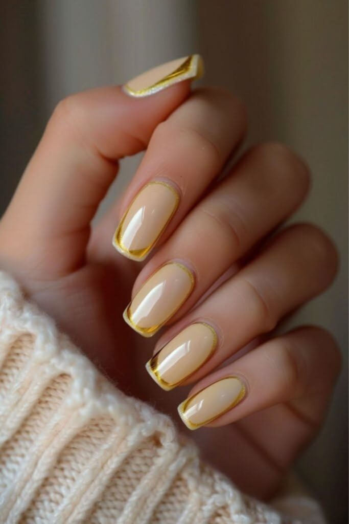 Luxury lemon nails with gold accents elegant rich citrus glam manicure style.