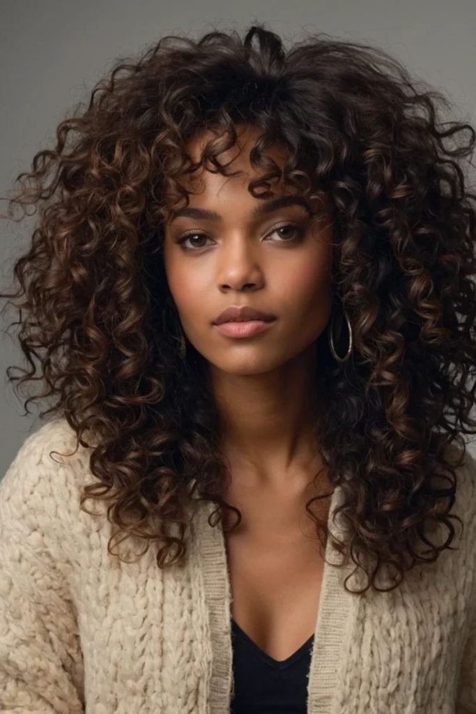 Crochet curl fringe soft playful front.