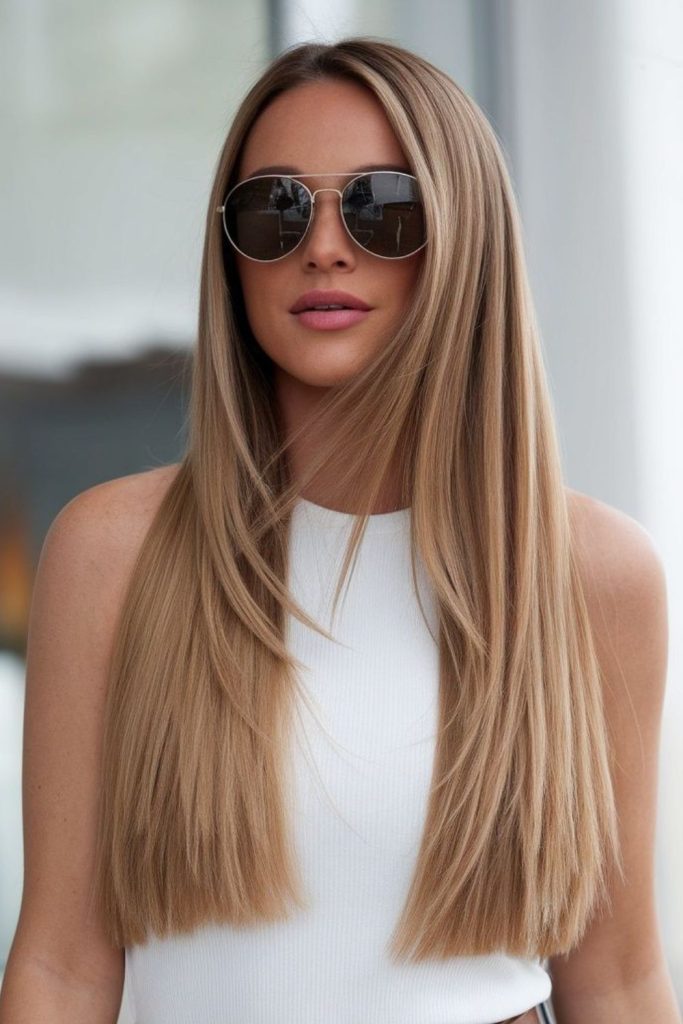 Sleek straight hair silky finish