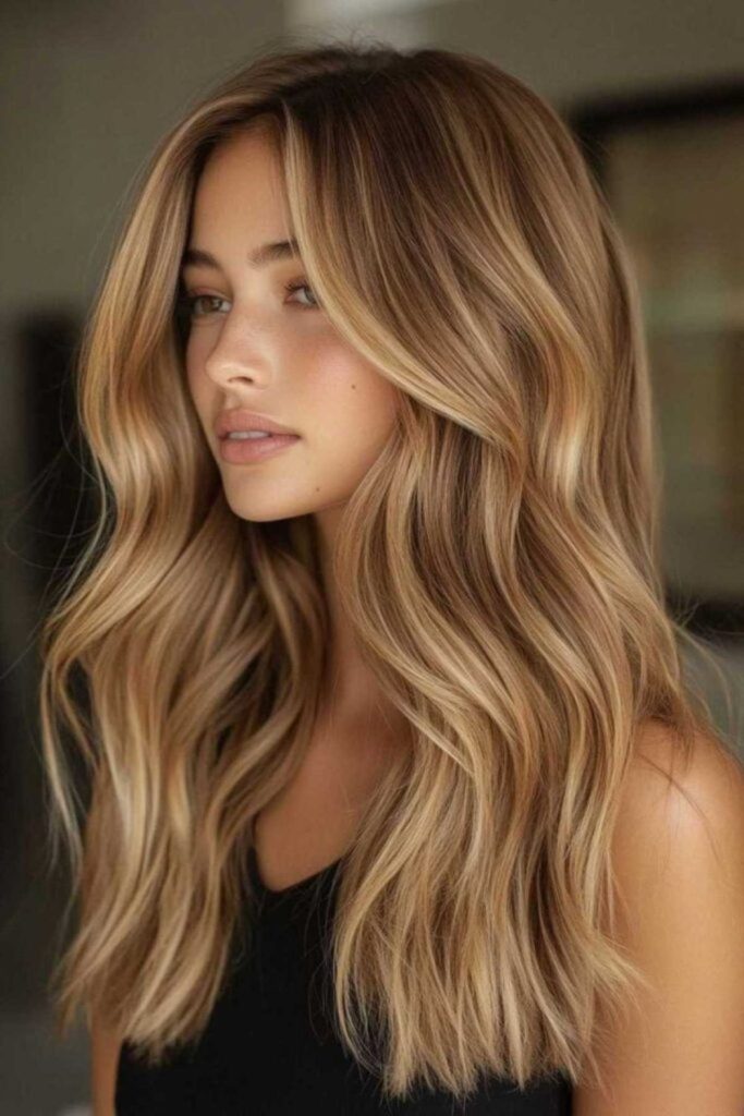 Cream blonde blended with maple brown.