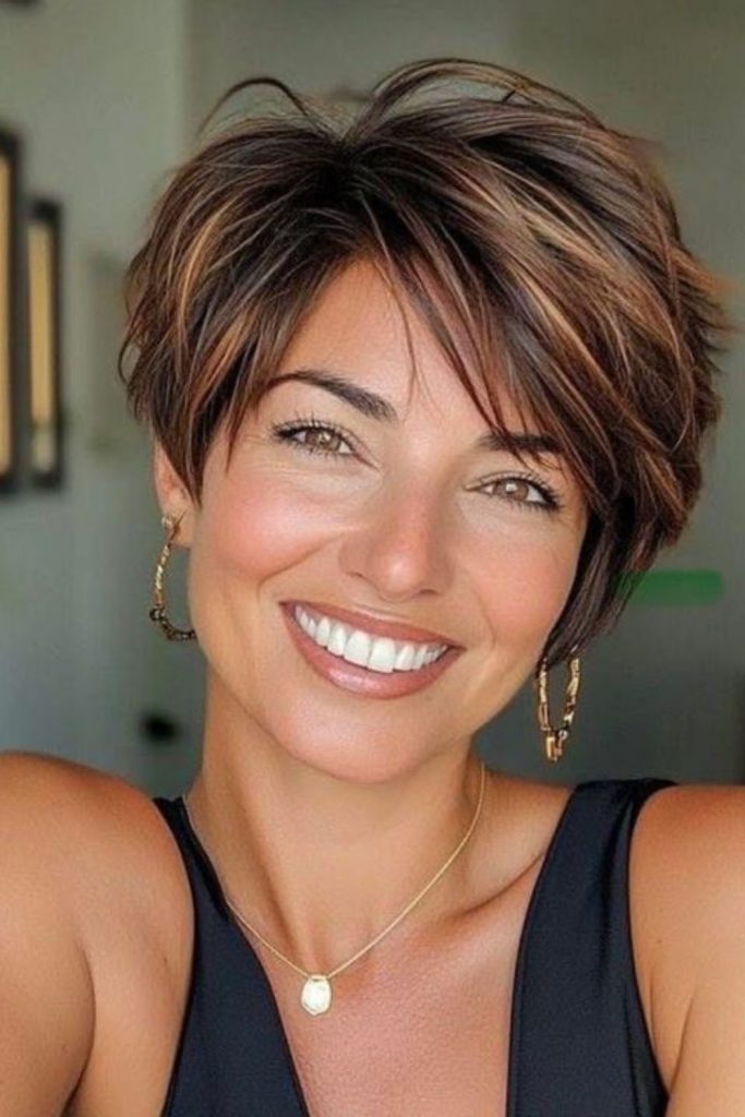 Maple pixie cut feathered short layers
