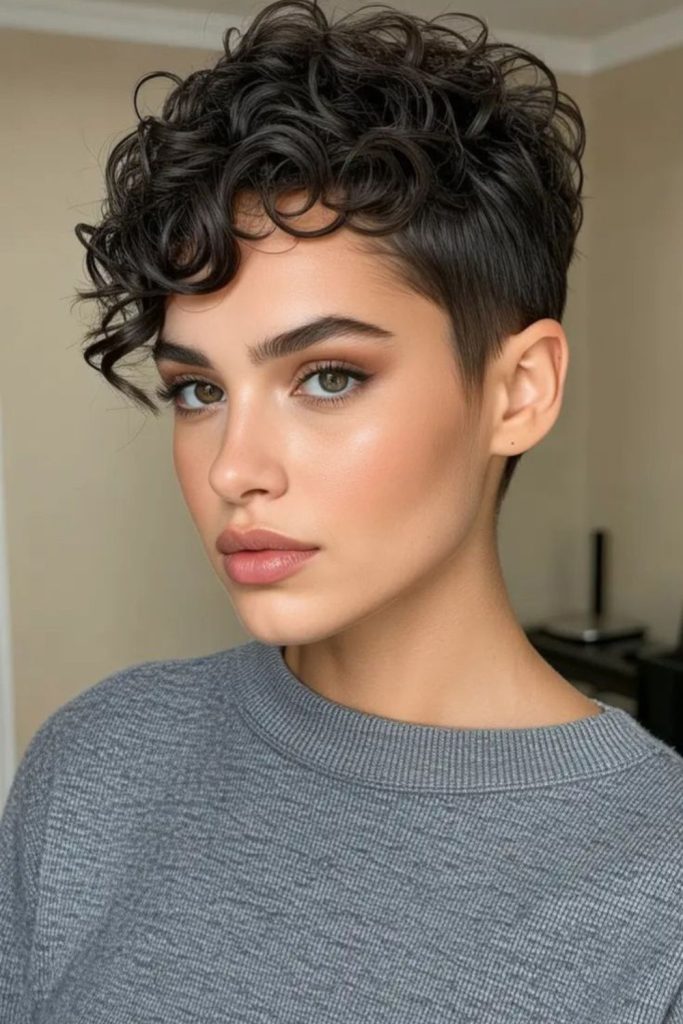 Dark luxe pixie with defined curls