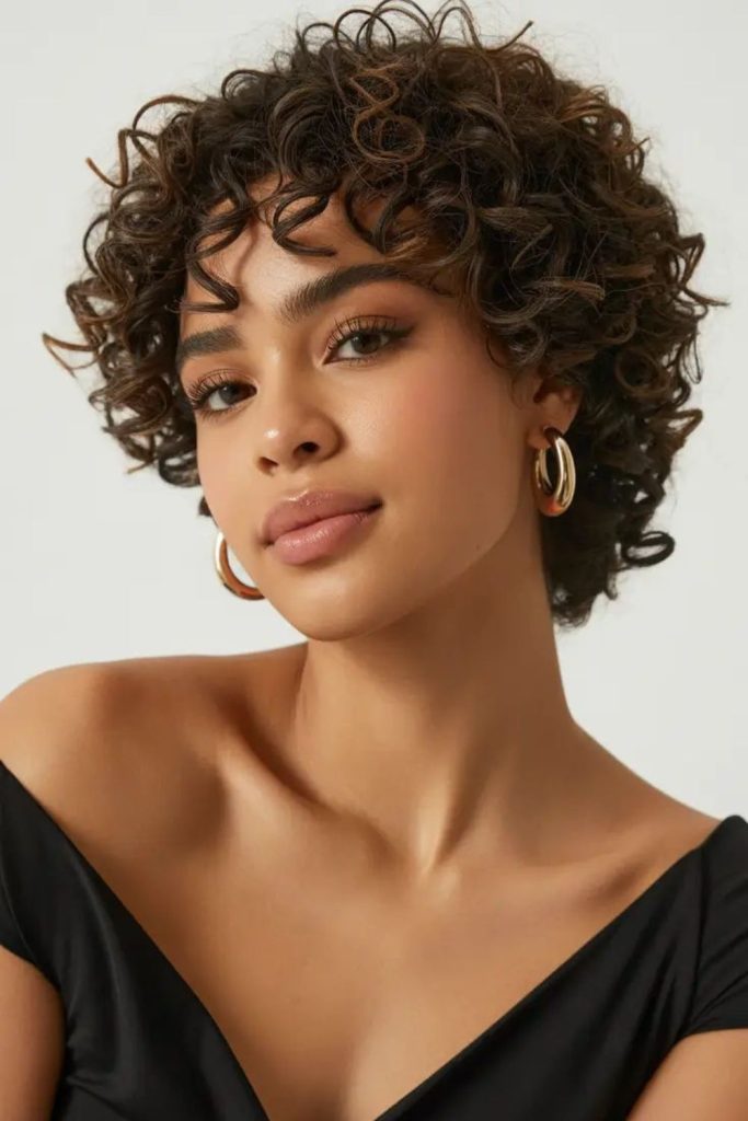 Light fluffy pixie with soft halo curls