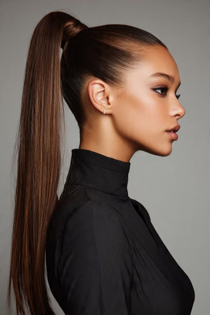 Mocha twist ponytail sleek sporty look