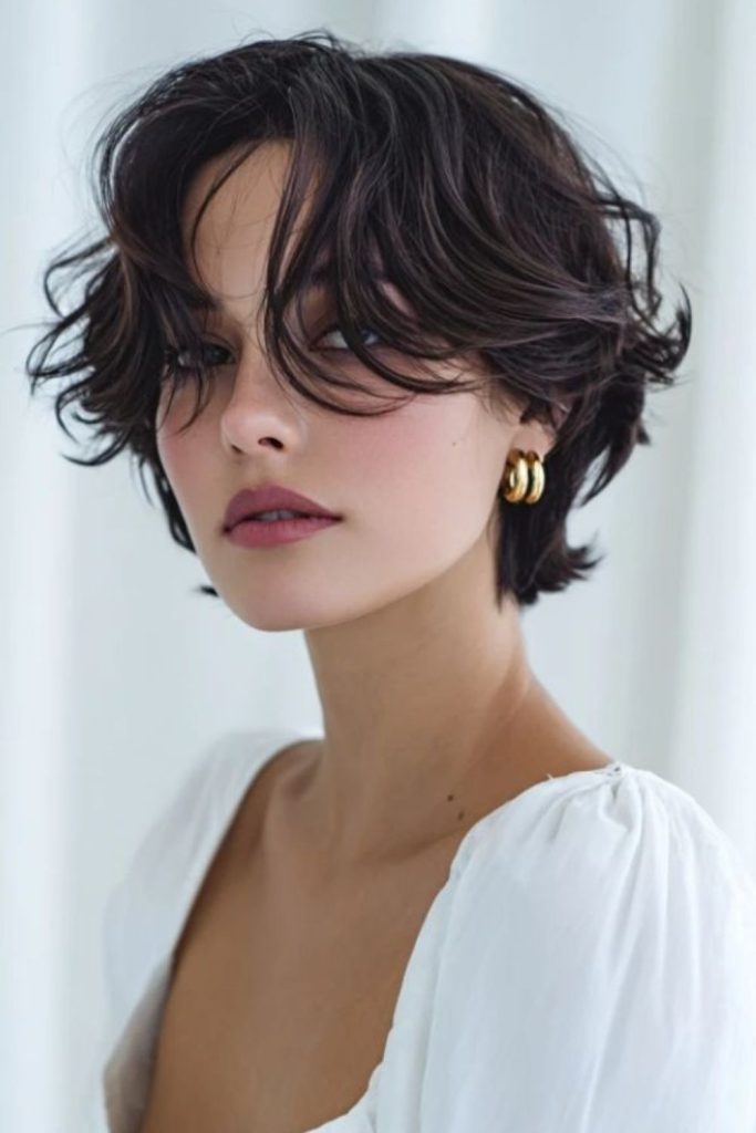 Moonlit fringe long pixie haircut.
