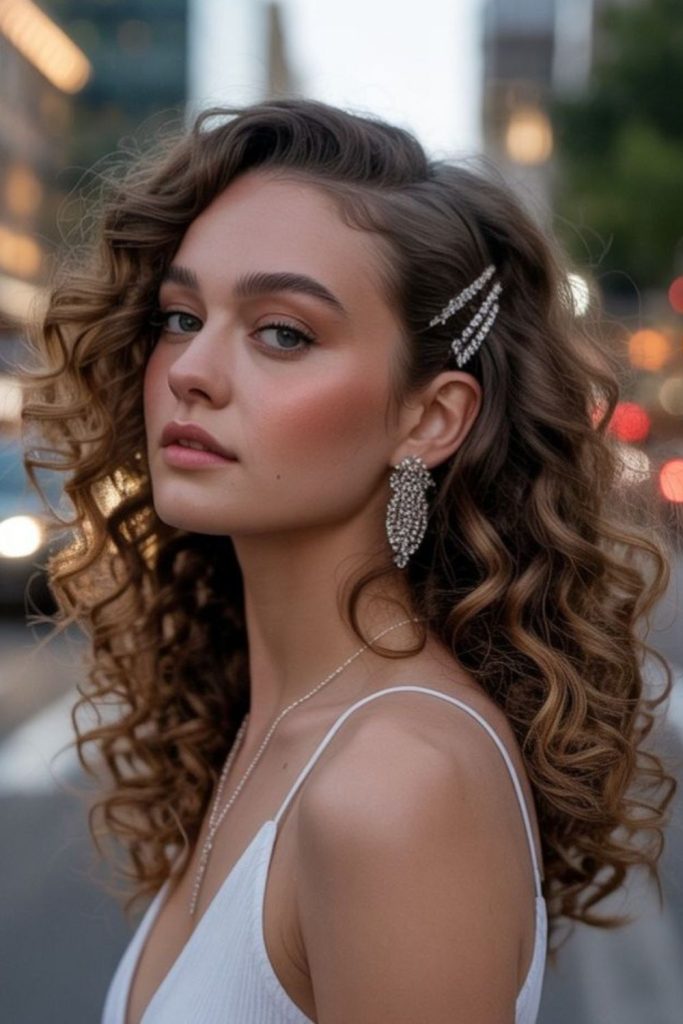 Bold curly hair with untamed edgy movement.