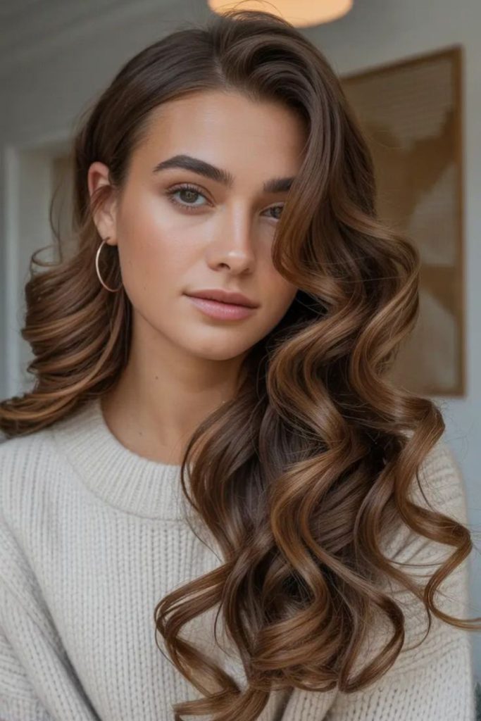 Moonlit glowing wavy curls with soft flowing movement
