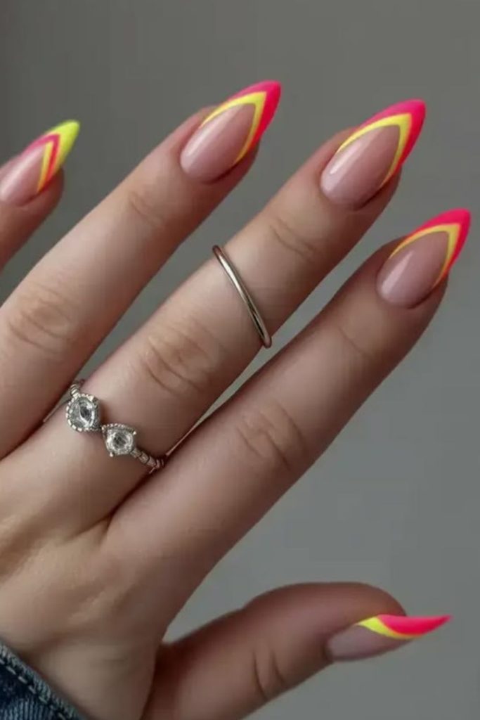 Neon tip graduation nails design.