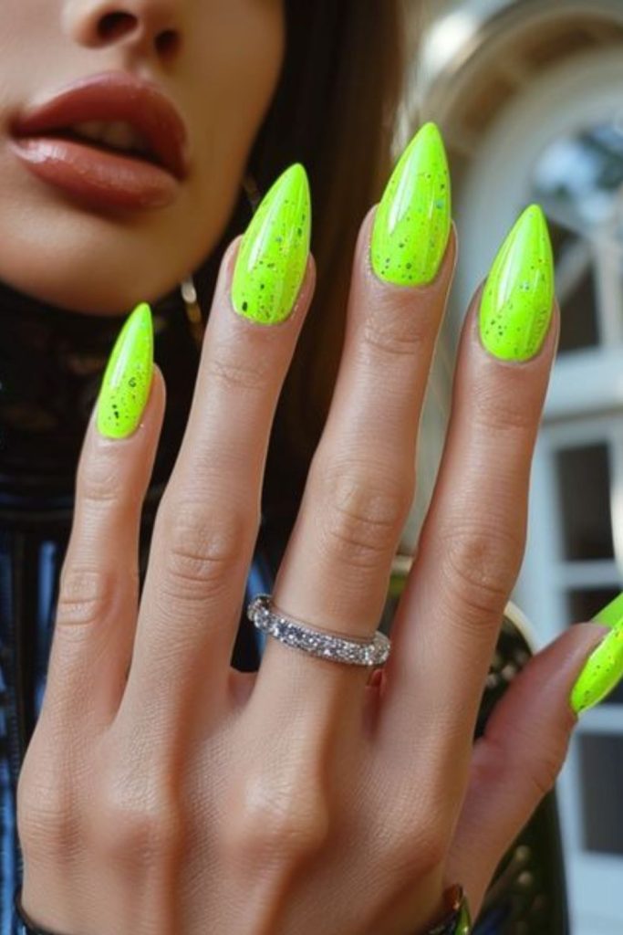 Neon lime green bold nail design