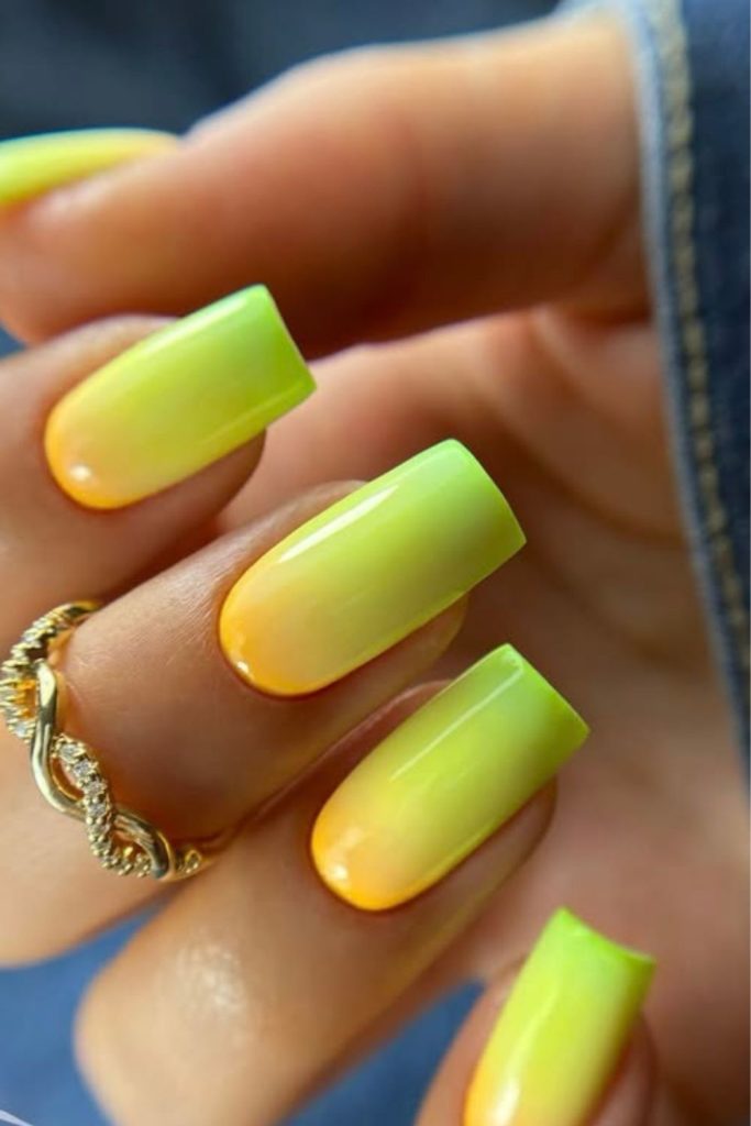 Sunrise split neon nail design