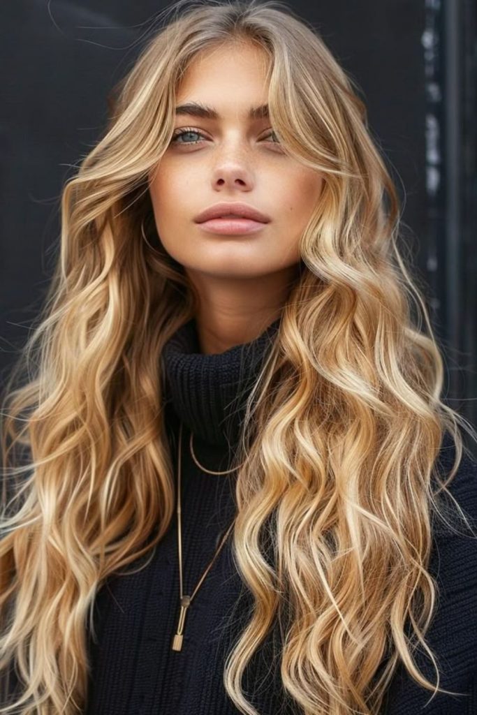 Soft ocean inspired cascading curly hairstyle flowing freely