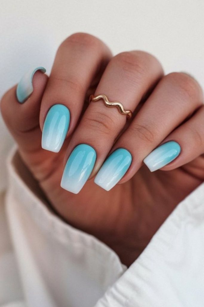 Ocean mist cool aqua square nails