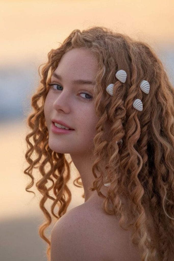 Shiny opal inspired spiral curls.
