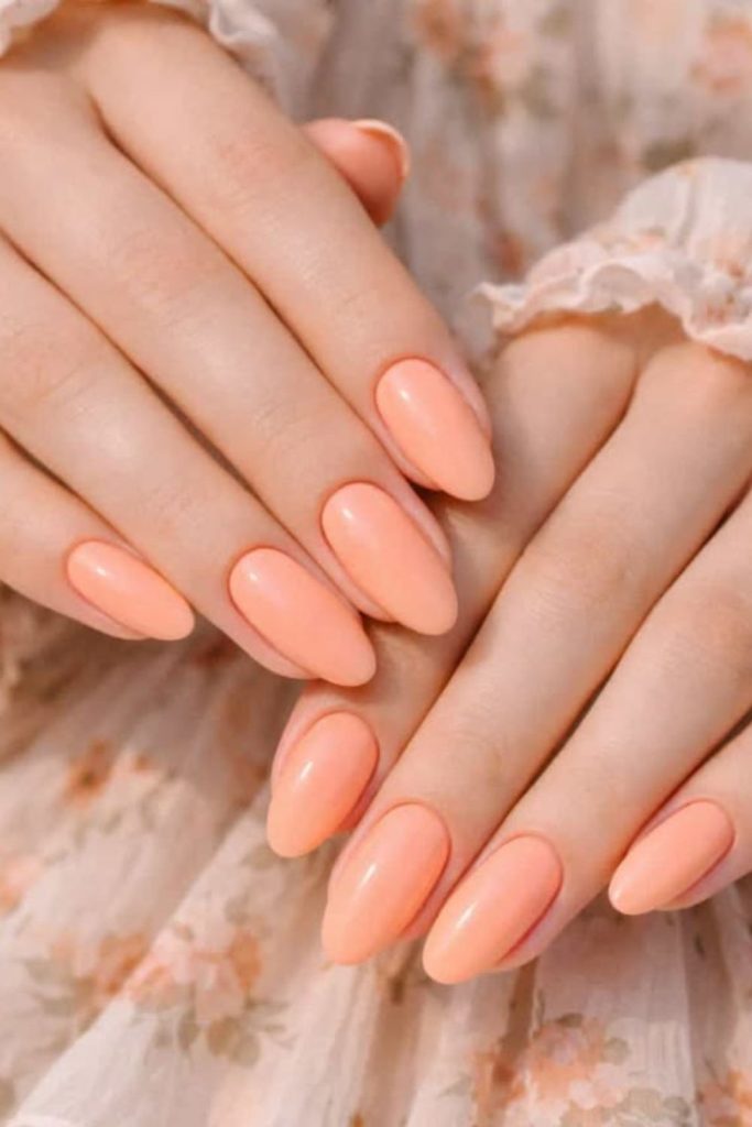 Soft peach silk smooth nail finish
