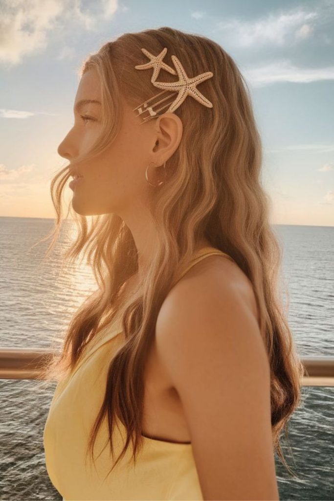 Pearl clipped side wave hairstyle