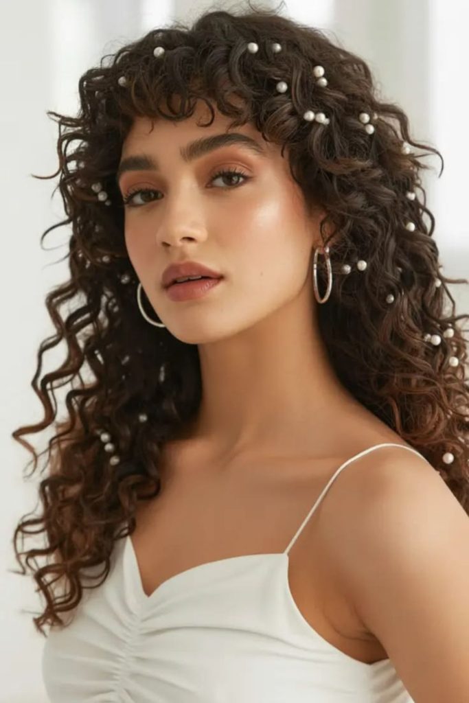 Pearl inspired elegant twisted curls.