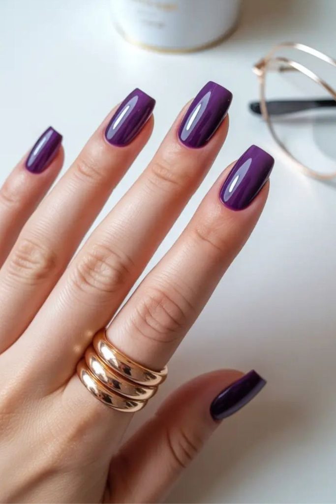 Plum velvet deep purple square nails
