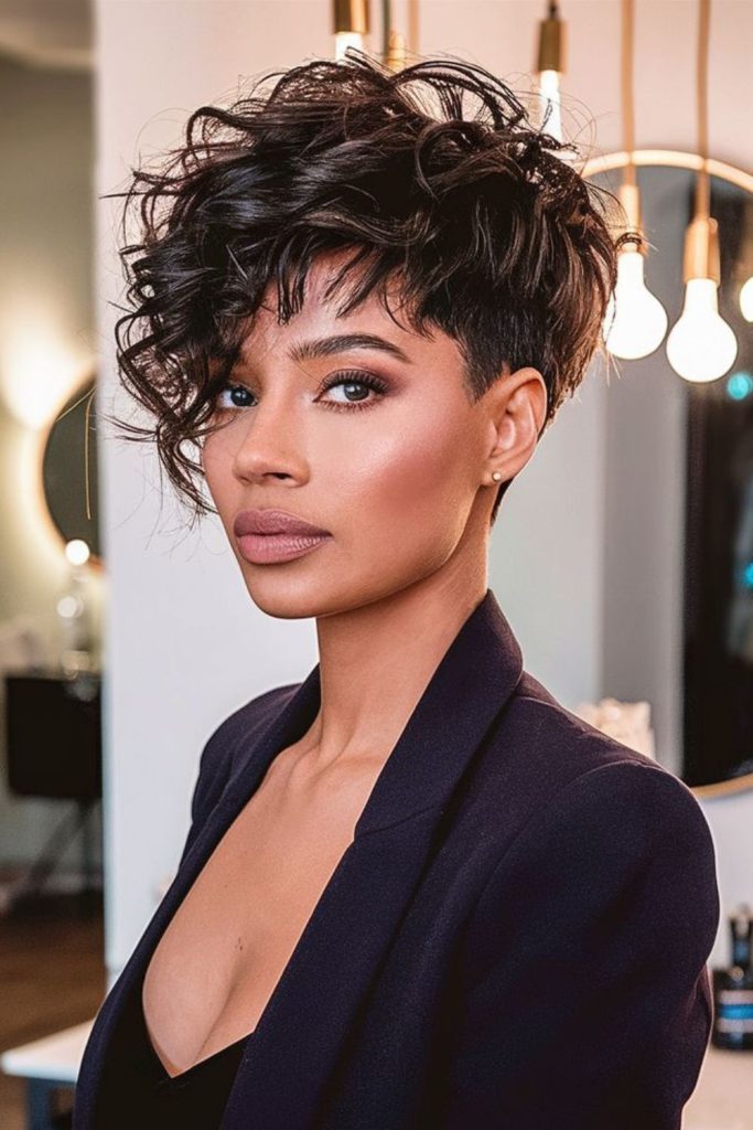 Twisted rebel pixie curly hairstyle