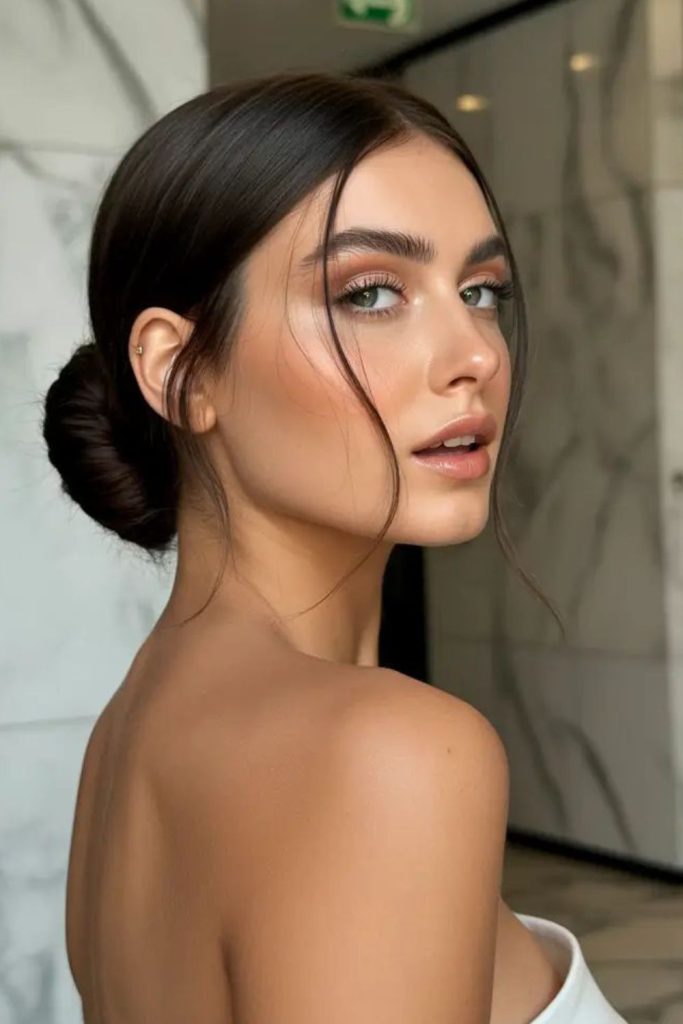 Smooth low bun elegant polished