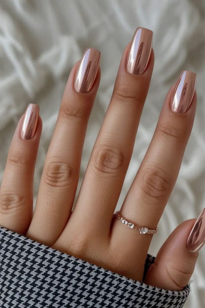 Rose gold elegant metallic square finish