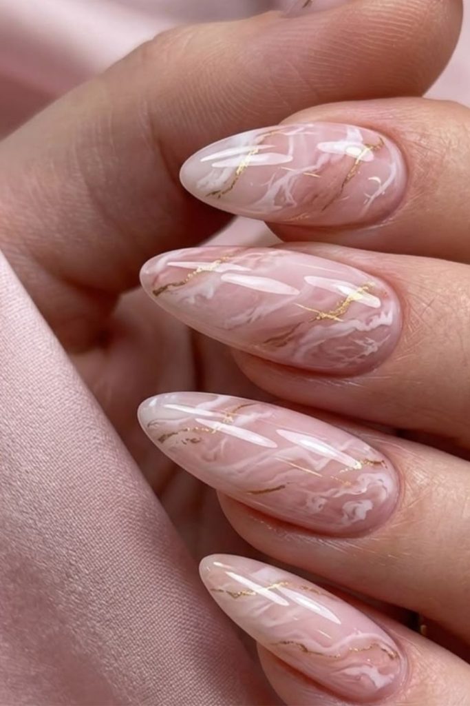 rose quartz soft dreamy nail look