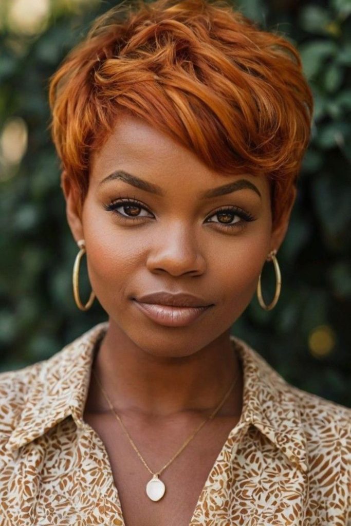 Auburn pixie with sharp edgy finish