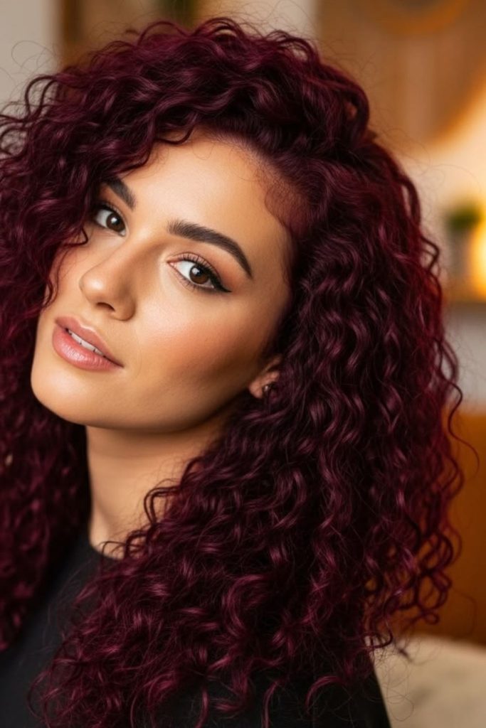 Burst intense fiery curly hairstyle with bold vibrant energy.