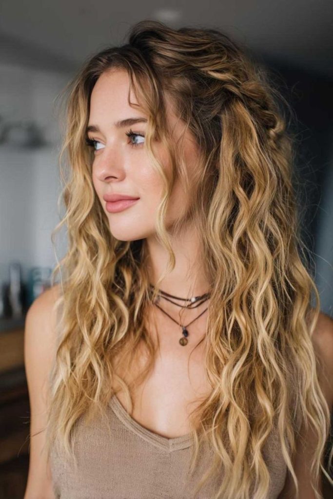 Earthy desert inspired curls with natural movement.