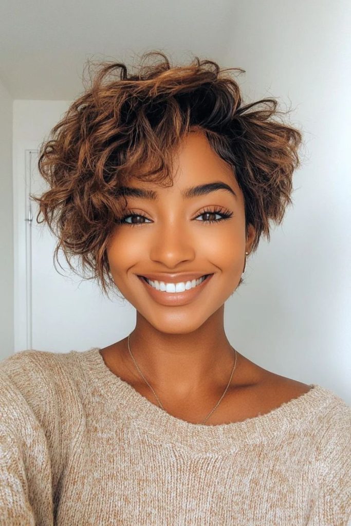 Sandstone wave textured pixie cut