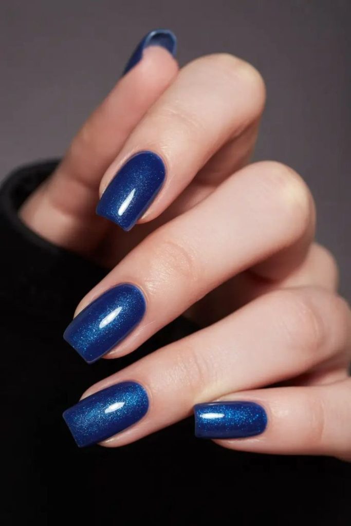 Sapphire glass rich blue square nails