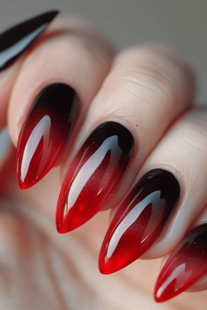 Scarlet shadow fade tip nails look