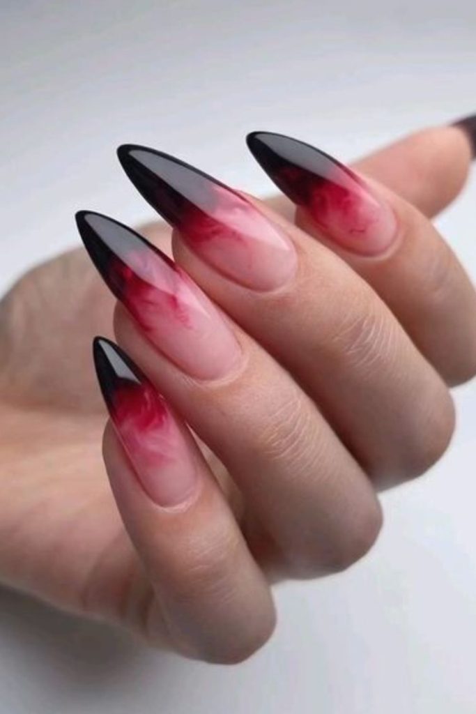 Scarlet venom fade glowing nail look