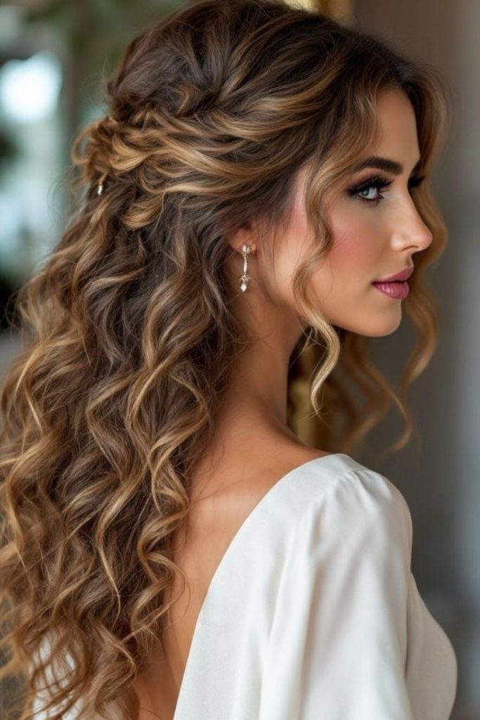 Dark layered curls with drama.