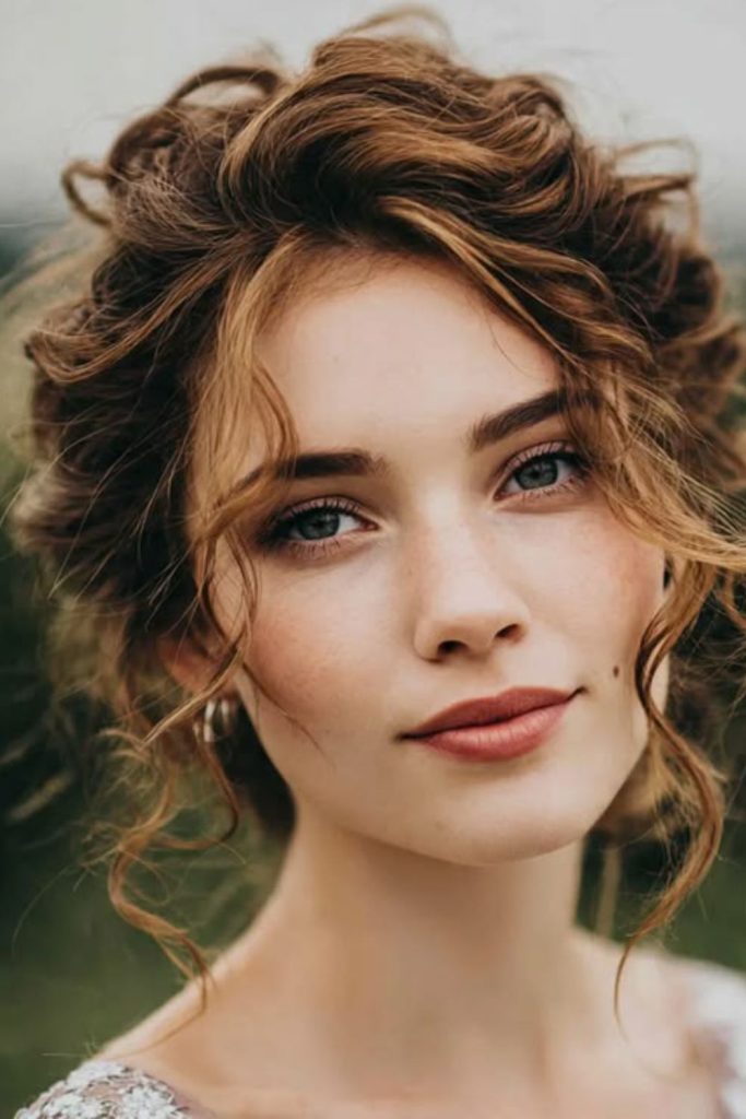 Petal inspired folded curly hairstyle.