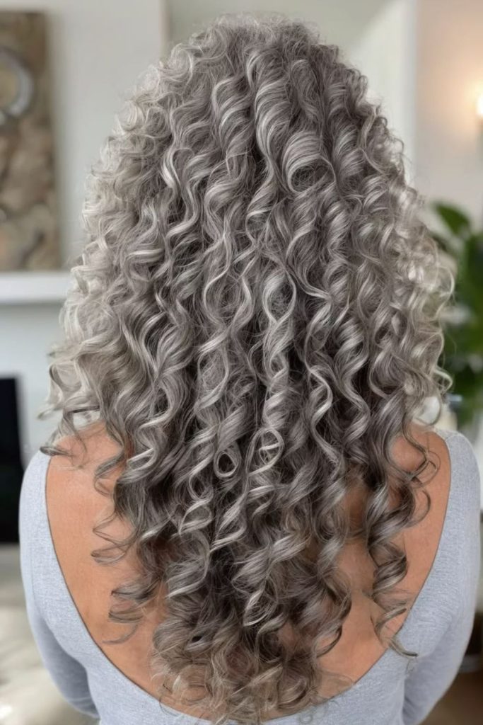 Aura sleek futuristic curls with soft metallic glow.